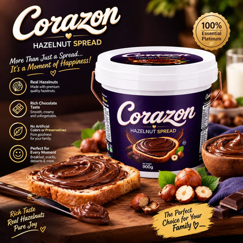 Corazon Hazelnut Spread 900g —🍫 One Spoonful, Instant Happiness 🌰❤️